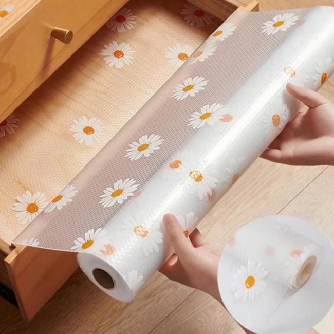 Waterproof Kitchen Mat Shelf Liner 45×150 – Easy To Clean, Oil Proof, Anti Slip Multipurpose Drawer And Shelf Cover (Random Color)