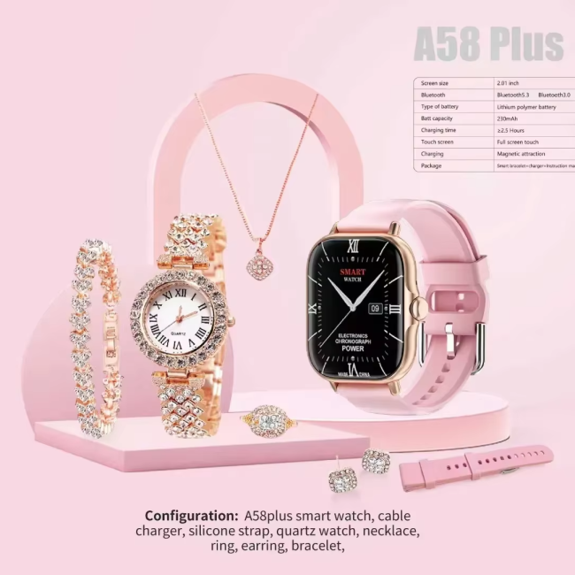 A58 Plus 6 in 1 - Smartwatch For Women | Best Quality Smart Watch For Girls | Perfect For Gift | Random Color