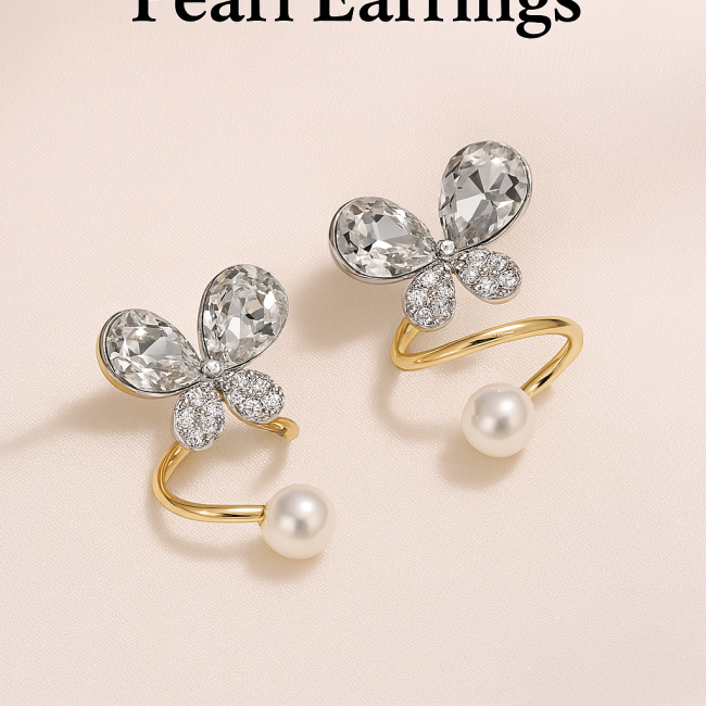 Tangled Korean Pearl Earrings – Golden Silver (PQT-994)