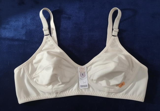 Jersey Soft Fabric Non-Padded Bra for Women – Plain Comfortable & Lightweight Everyday Wear Lingerie in Beige, Available Sizes 32 to 42