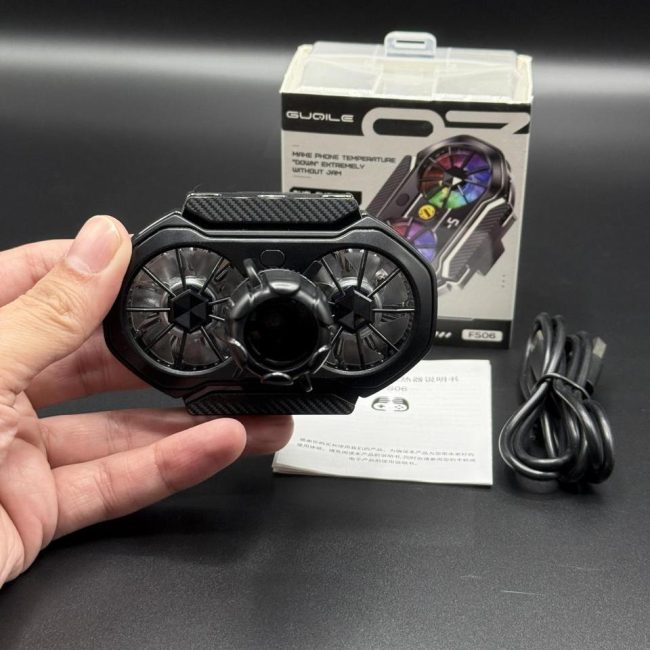 FS06 Semiconductor Cooling Mobile Phone Cooler Radiator Dual Fans Digital Display for Live Streaming with Universal Wheel