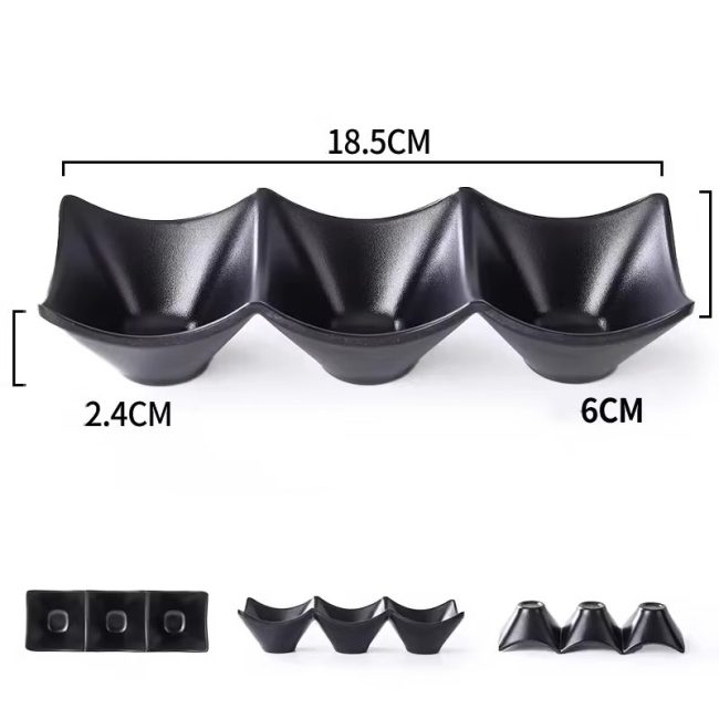 3-Compartment Dipping Sauce Dish – BPA-Free Plastic Condiment Server for Hot Pot, Sushi, Appetizers – Microwave & Dishwasher Safe (random color)