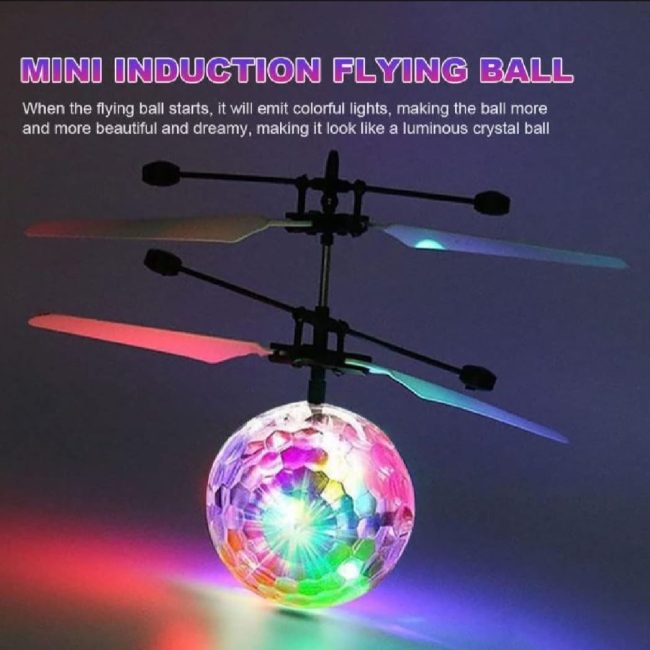 Hand Control Flying Ball with Motion Sensors, 3D Lights, Gravity Sensor, Multi Infrared Induction RC LED Light Helicopter Toy, USB Rechargeable Crystal Ball, Luminous Colorful Hovering Flying Ball for Boys and Girls, Indoor/Outdoor Kids Toy