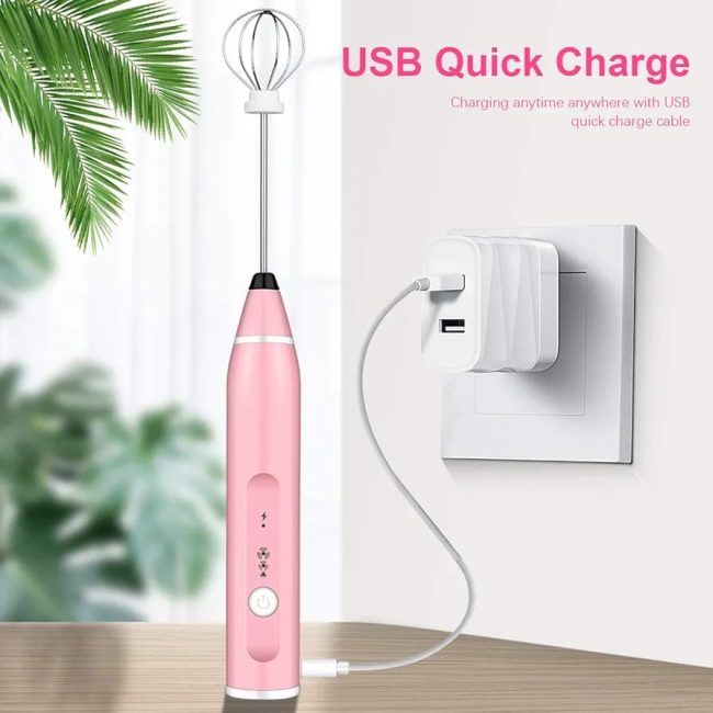 Rechargeable Handheld Milk Frother – 3-Speed Electric Coffee Mixer for Latte, Cappuccino, Hot Chocolate & Drinks (Random color)