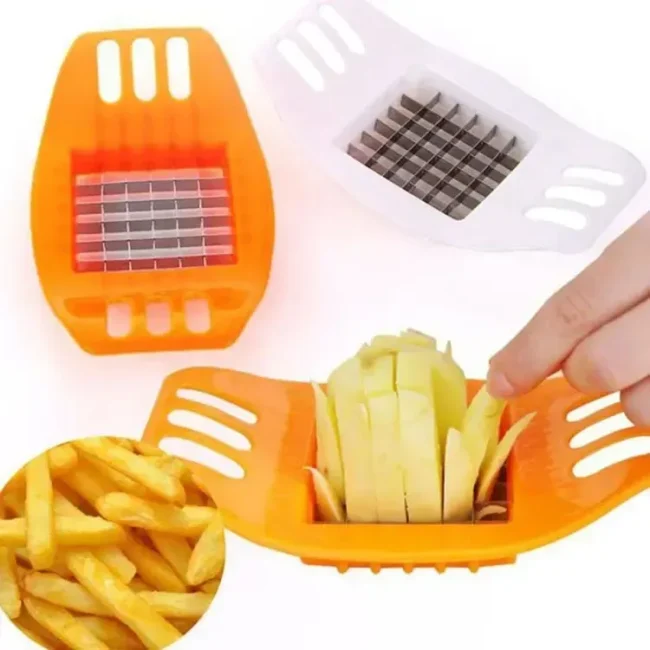 Multifunctional Potato Cutter and French Fry Maker – Stainless Steel Vegetable and Fruit Slicer, Chopper, Dicer, Kitchen Tool for Cutting Fries, Chips, and Healthy Snacks – Durable ABS Handle with 36-Blade Grid (Random Color)