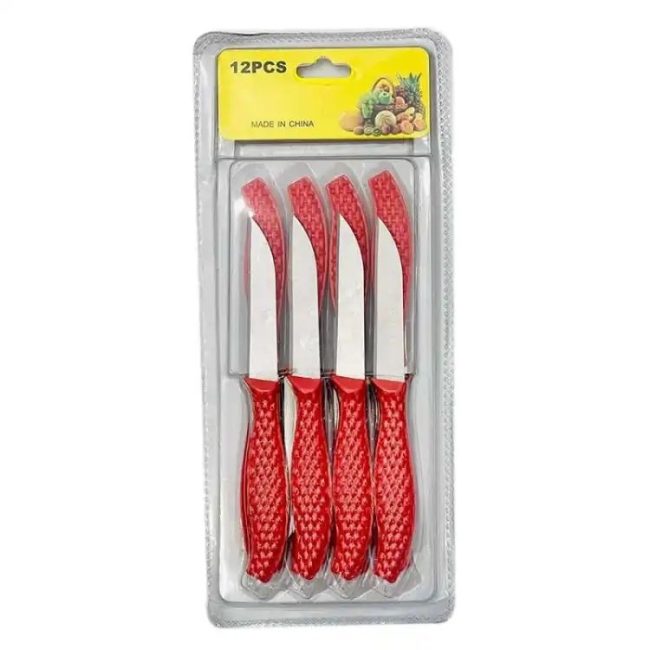 12Pcs Mini Stainless Steel Knife Set – Compact 14.5cm Carbon Steel Knives for Daily Cutting & Chopping (Random color)