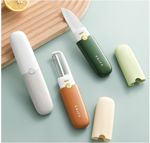 2-in-1 Stainless Steel Fruit Knife with Peeler – Portable Fruit Cutting & Peeling Tool