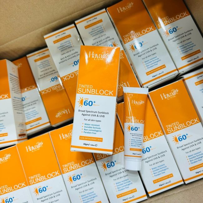 Haya Tinted Sunblock SPF 50 Broad Spectrum UV Protection with Natural Skin Tint, Lightweight & Non-Greasy Formula for All Skin Types write me description for this